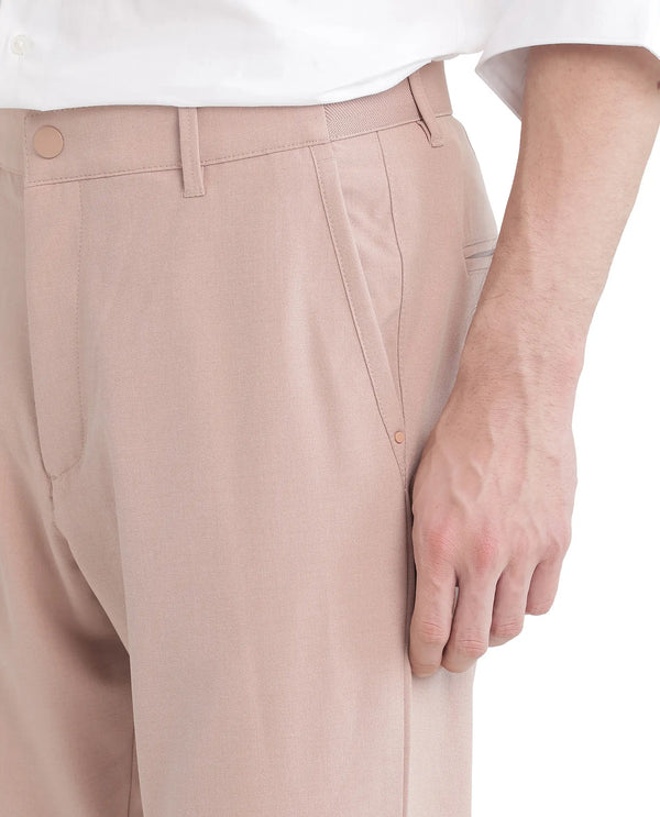 Rare Rabbit Men Driver-2 Peach Cotton Elastane Fabric Button Closure Plain Trouser