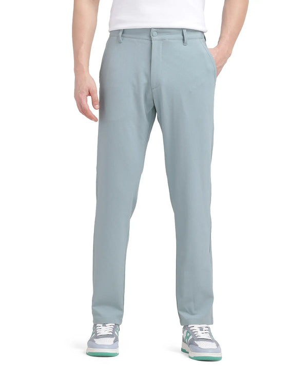 Rare Rabbit Men Driver-2 Pastel Green Cotton Elastane Fabric Button Closure Plain Trouser