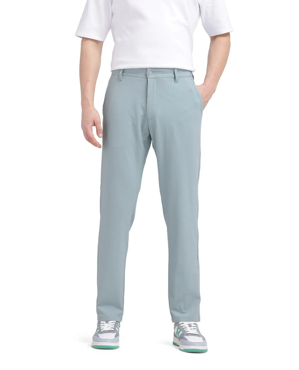 Rare Rabbit Men Driver-2 Pastel Green Cotton Elastane Fabric Button Closure Plain Trouser