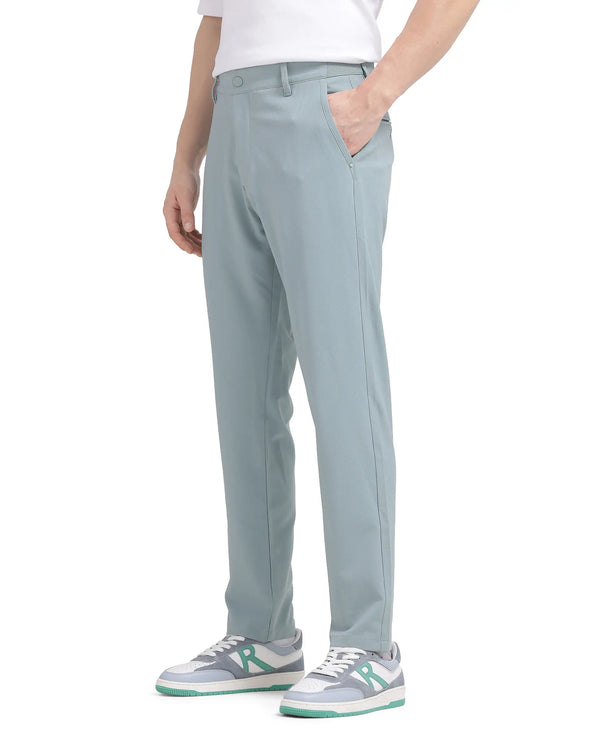 Rare Rabbit Men Driver-2 Pastel Green Cotton Elastane Fabric Button Closure Plain Trouser