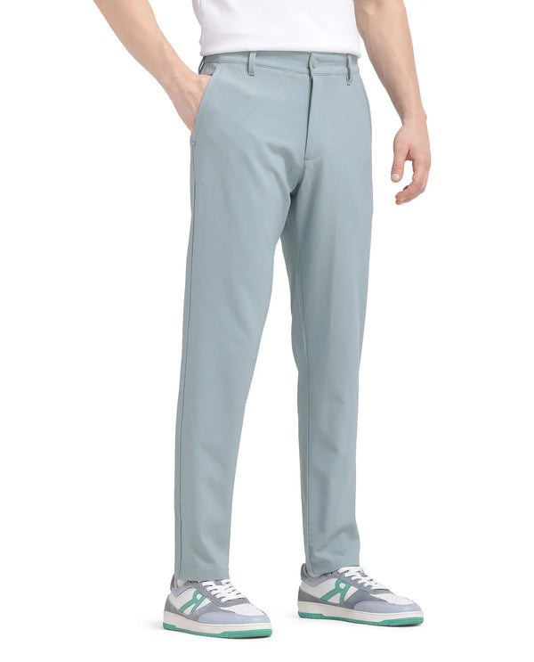 Rare Rabbit Men Driver-2 Pastel Green Cotton Elastane Fabric Button Closure Plain Trouser