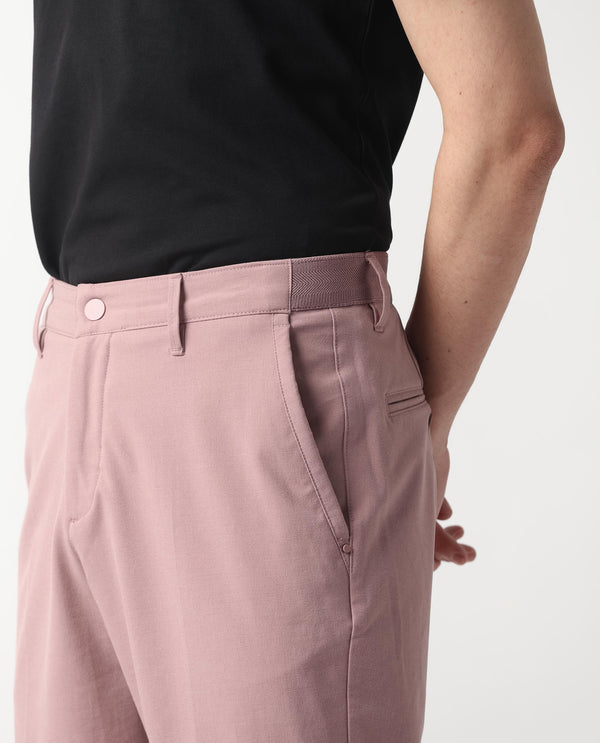 Rare Rabbit Men's Drivers Dusky Pink Mid-Rise Bi-Stretch With Elastic Waistband Regular Fit Trouser