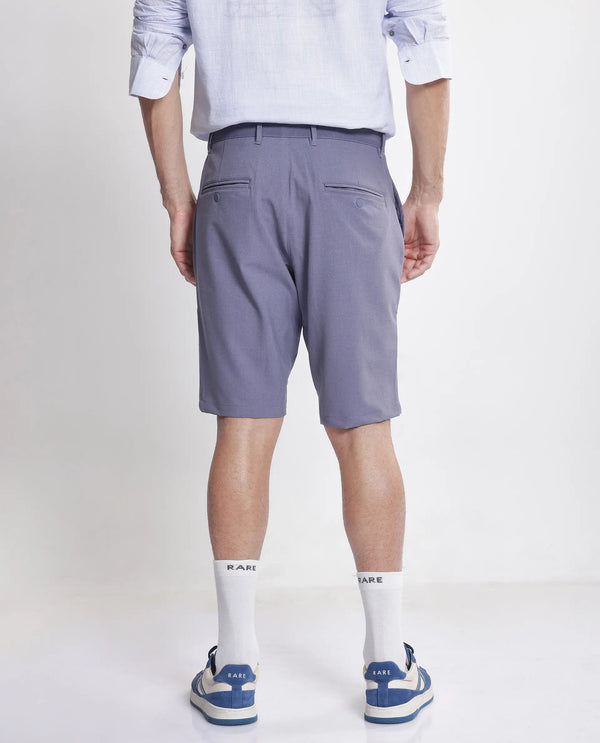 Rare Rabbit Men Drivo Dusky Purple Cotton Elastane Fabric Bi-Stretch Jacquard Waistband Regular Fit Solid Shorts