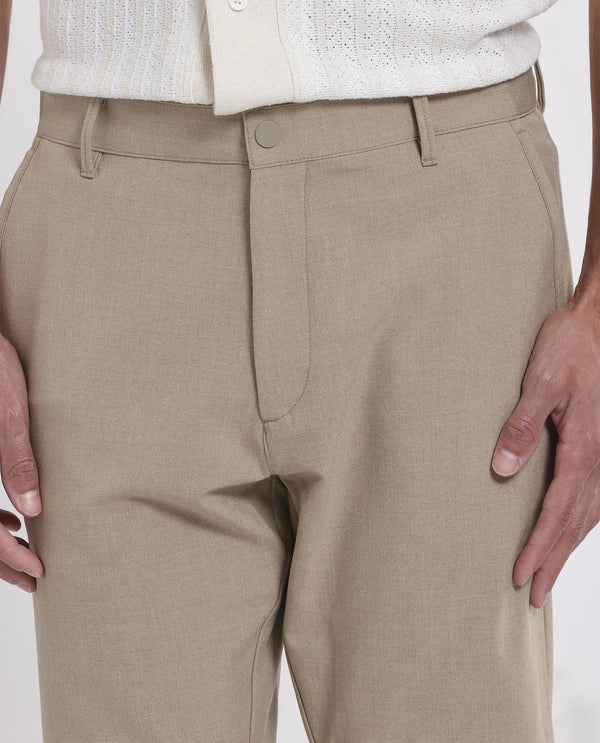 Rare Rabbit Men Drivo Khaki Cotton Elastane Fabric Bi-Stretch Jacquard Waistband Regular Fit Solid Shorts