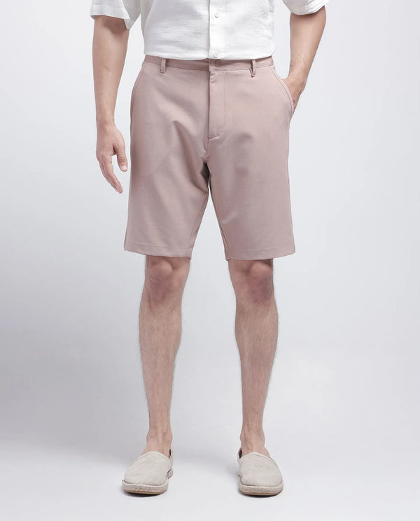 Rare Rabbit Men Drivo Peach Cotton Elastane Fabric Bi-Stretch Jacquard Waistband Regular Fit Solid Shorts