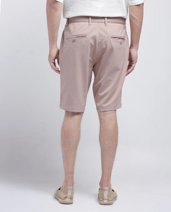 Rare Rabbit Men Drivo Peach Cotton Elastane Fabric Bi-Stretch Jacquard Waistband Regular Fit Solid Shorts