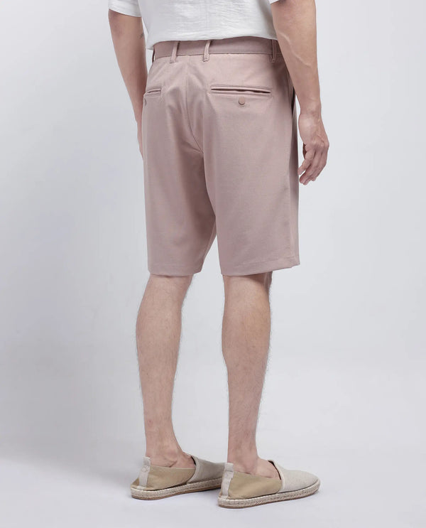Rare Rabbit Men Drivo Peach Cotton Elastane Fabric Bi-Stretch Jacquard Waistband Regular Fit Solid Shorts
