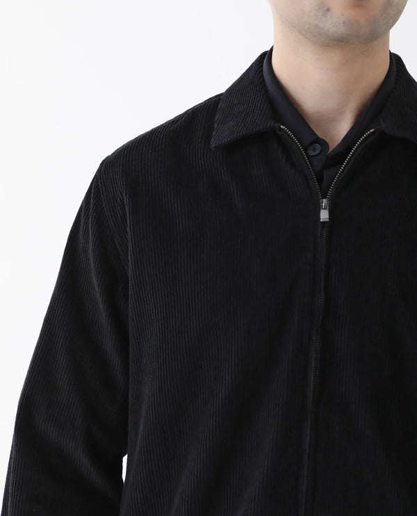 Rare Rabbit Men's Drozz Black Cotton Fabric Full Sleeve Collared Neck Zipper Closure Textured Shirt