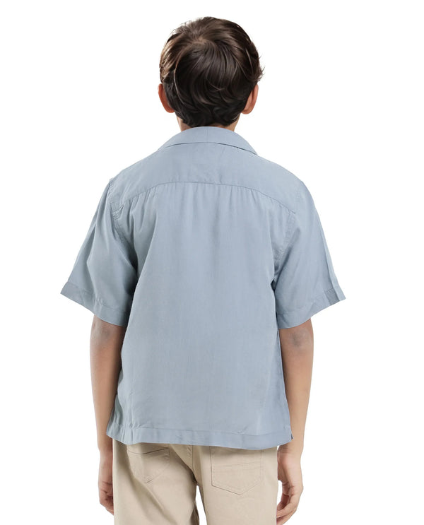 Rare Ones Kids Dubex Dusky Blue Modal Short Sleeve Solid Shirt