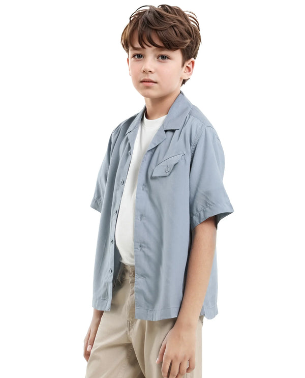 Rare Ones Kids Dubex Dusky Blue Modal Short Sleeve Solid Shirt
