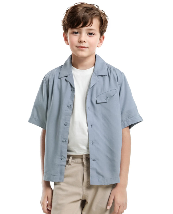 Rare Ones Kids Dubex Dusky Blue Modal Short Sleeve Solid Shirt