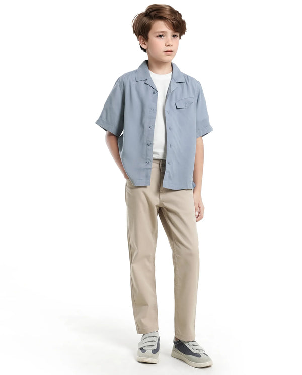 Rare Ones Kids Dubex Dusky Blue Modal Short Sleeve Solid Shirt