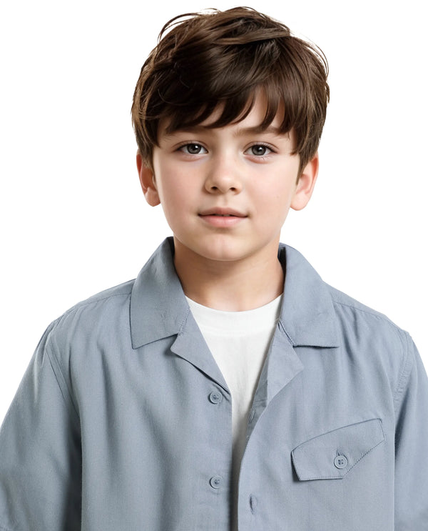 Rare Ones Kids Dubex Dusky Blue Modal Short Sleeve Solid Shirt