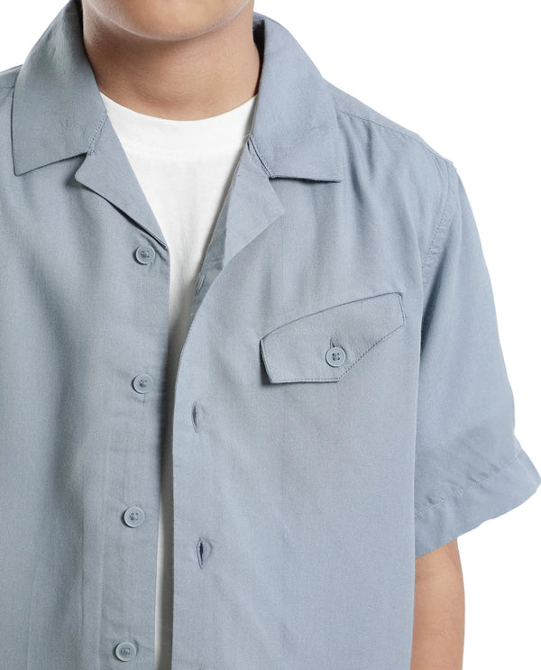 Rare Ones Kids Dubex Dusky Blue Modal Short Sleeve Solid Shirt