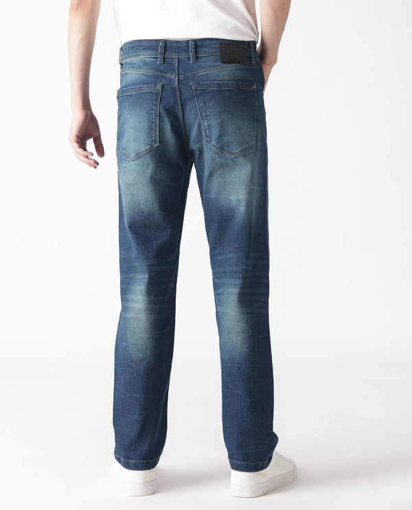 Rare Rabbit Men's Dunker Navy Mid-Rise Regular Fit Jeans