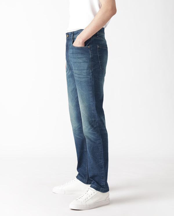 Rare Rabbit Men's Dunker Navy Mid-Rise Regular Fit Jeans