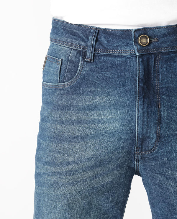 Rare Rabbit Men's Dunker Navy Mid-Rise Regular Fit Jeans