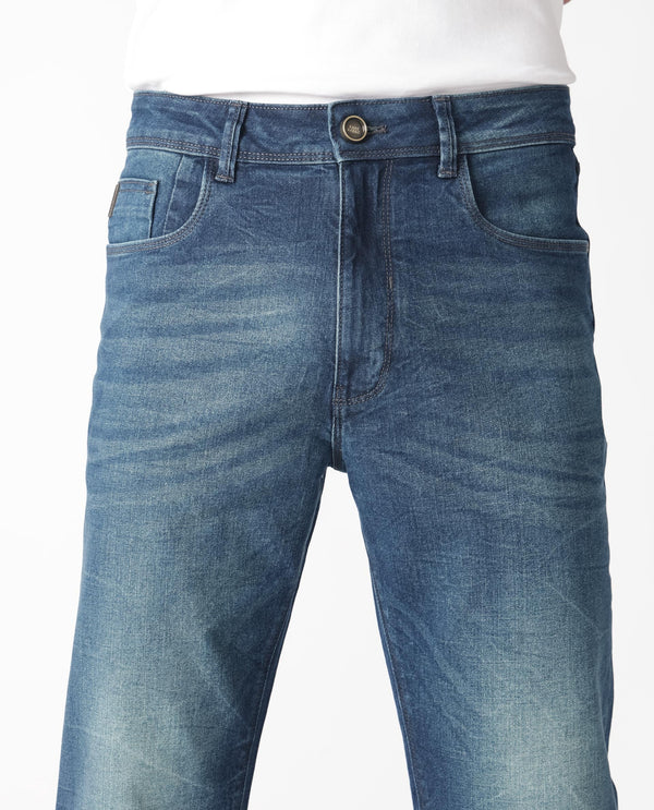 Rare Rabbit Men's Dunker Navy Mid-Rise Regular Fit Jeans