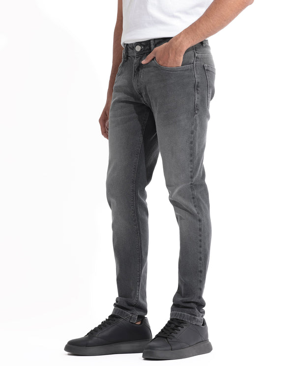 Rare Rabbit Men's Divi Light Grey Mid-Rise Mid Wash Slim Fit Jeans