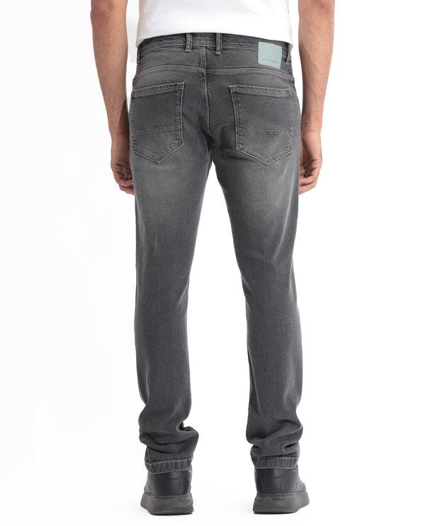 Rare Rabbit Men's Divi Light Grey Mid-Rise Mid Wash Slim Fit Jeans