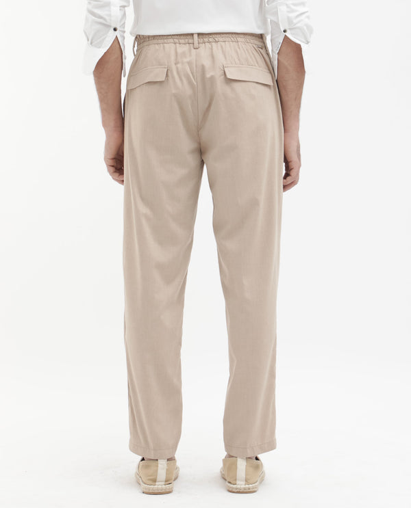 Rare Rabbit Mens Echo Beige Polyester Cotton Catatonic Solid Trouser