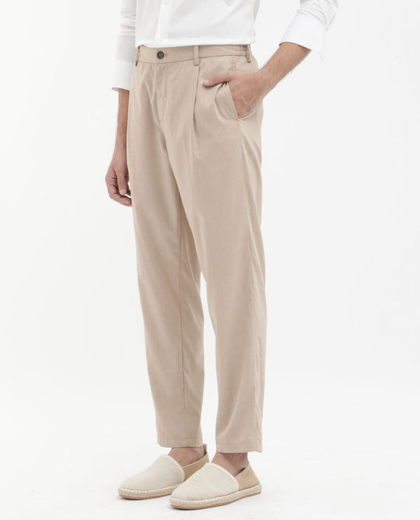 Rare Rabbit Mens Echo Beige Polyester Cotton Catatonic Solid Trouser
