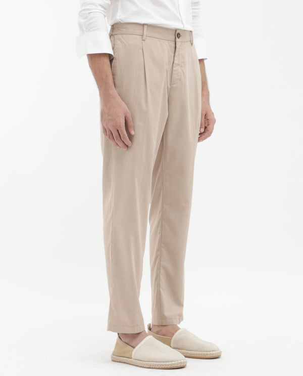 Rare Rabbit Mens Echo Beige Polyester Cotton Catatonic Solid Trouser