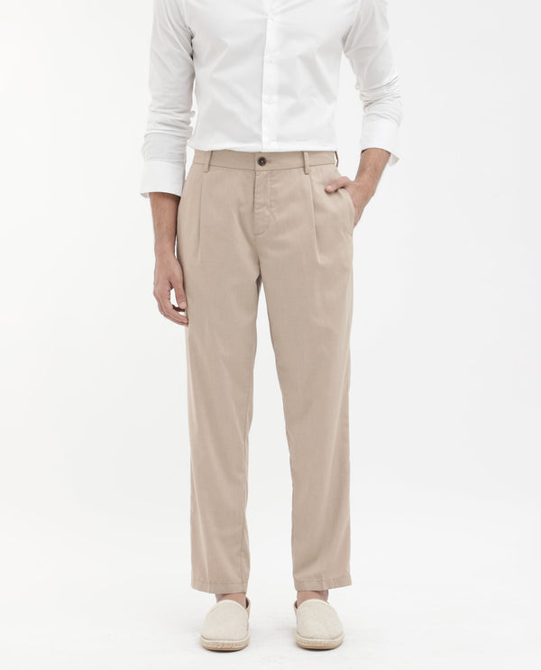Rare Rabbit Mens Echo Beige Polyester Cotton Catatonic Solid Trouser