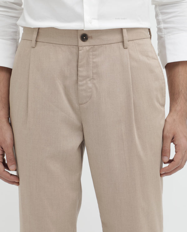 Rare Rabbit Mens Echo Beige Polyester Cotton Catatonic Solid Trouser