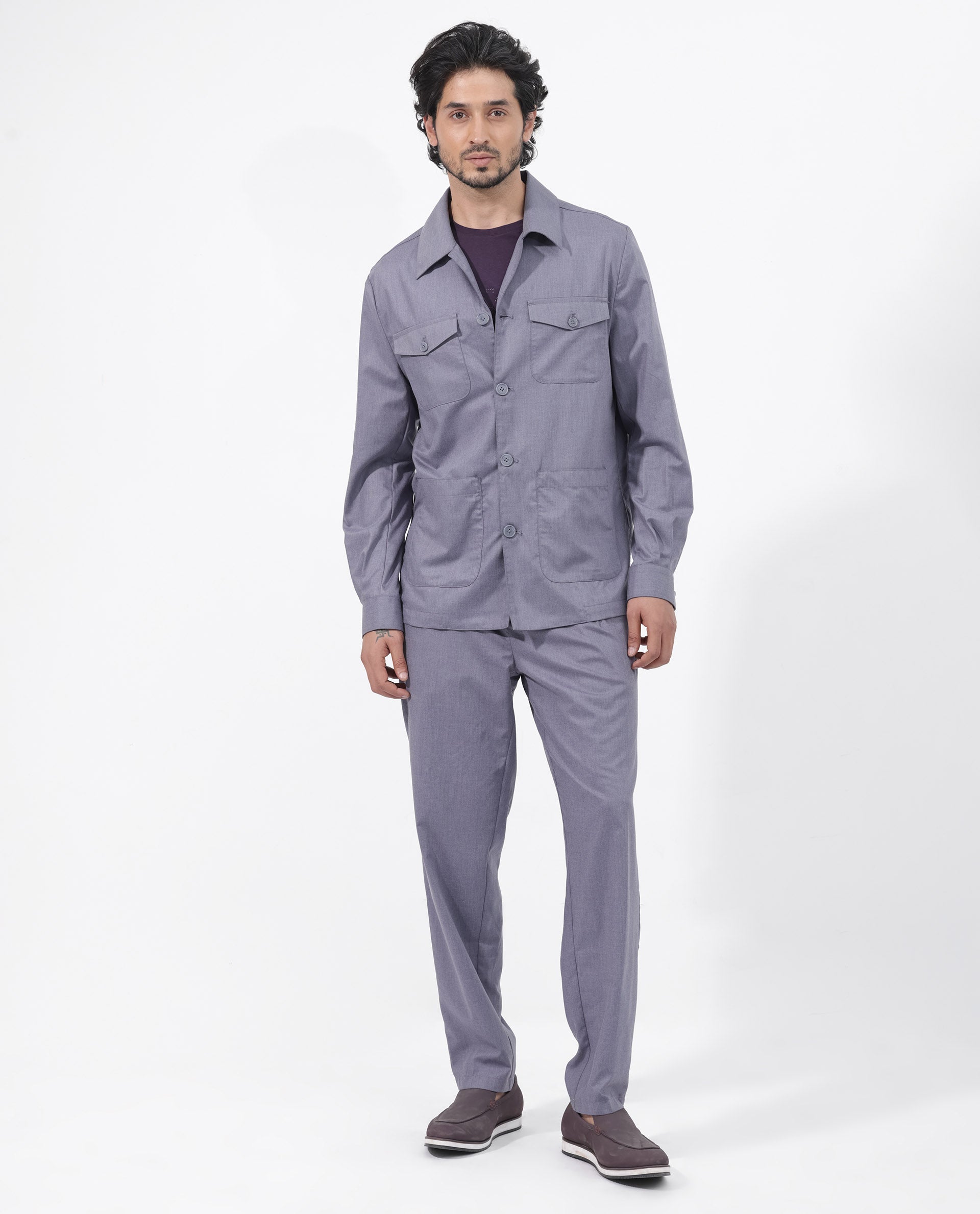 Rare Rabbit Mens Echo Light Purple Polyester Cotton Catatonic Solid Trouser