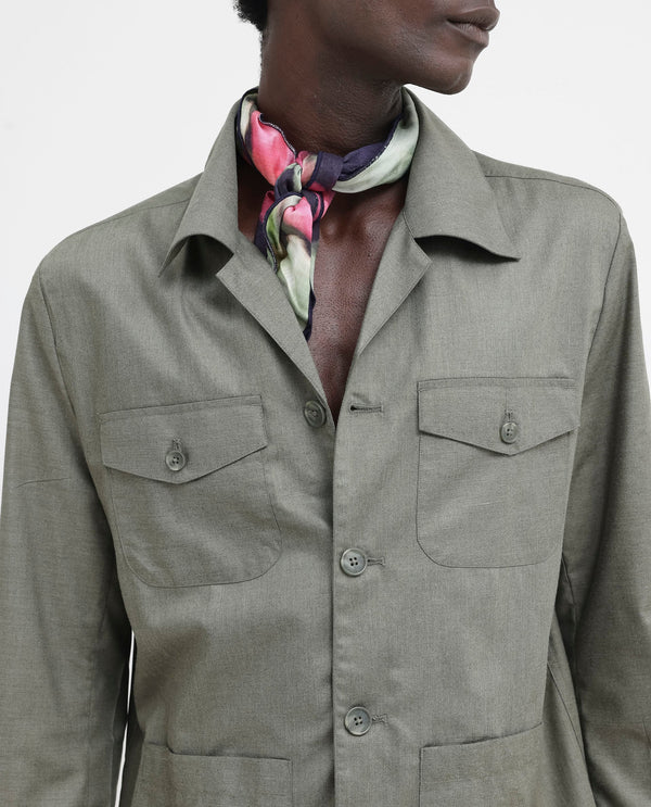 Rare Rabbit Mens Echos Light Olive Full Sleeve Collared Neck Two Flap Pocket Solid Jacket