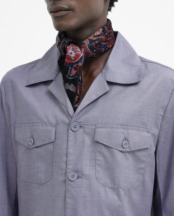 Rare Rabbit Mens Echos Purple Full Sleeve Lapel Neck Two Flap Pocket Solid Jacket