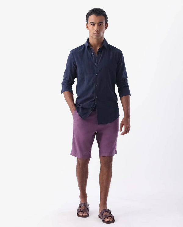 Rare Rabbit Mens Edam Light Purple Mid Rise Regular Fit Solid Shorts