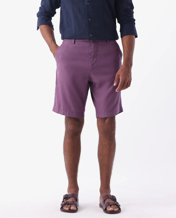 Rare Rabbit Mens Edam Light Purple Mid Rise Regular Fit Solid Shorts