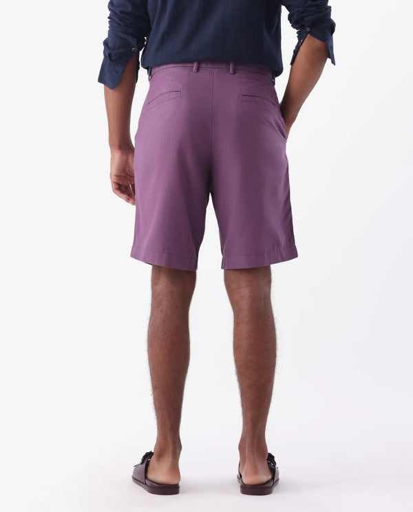 Rare Rabbit Mens Edam Light Purple Mid Rise Regular Fit Solid Shorts