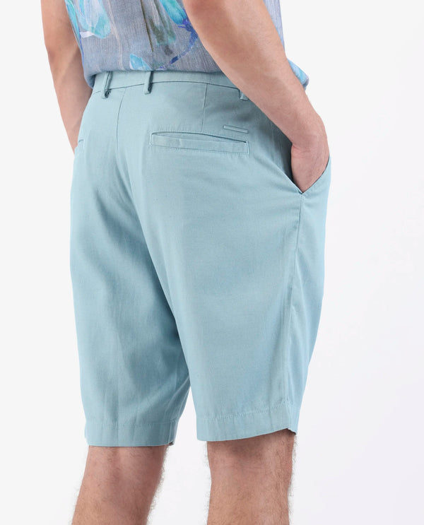 Rare Rabbit Men's Edam Turq Lyocell Cotton Linen Fabric Knee Length Relaxed Fit Solid Shorts