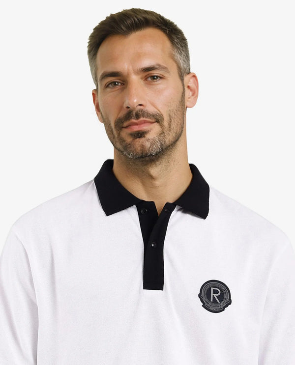 Rare Rabbit Men Eldon White Cotton Fabric Contrast Collared Regular Fit Plain Polo