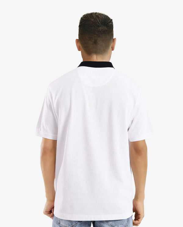 Rare Rabbit Men Eldon White Cotton Fabric Contrast Collared Regular Fit Plain Polo