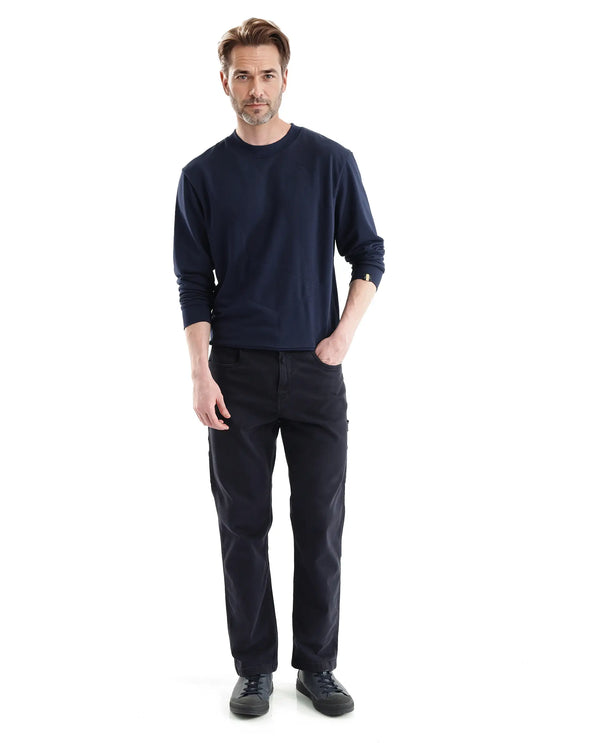 Rare Rabbit Men's Eldron Navy Cotton Blend Fabric Full Sleeve Crew Neck Embroidered Sweatshirt