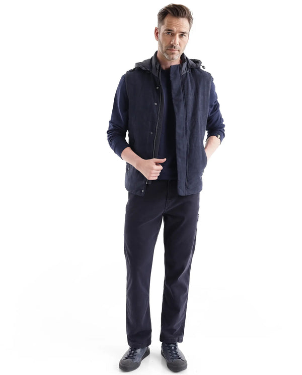 Rare Rabbit Men's Eldron Navy Cotton Blend Fabric Full Sleeve Crew Neck Embroidered Sweatshirt