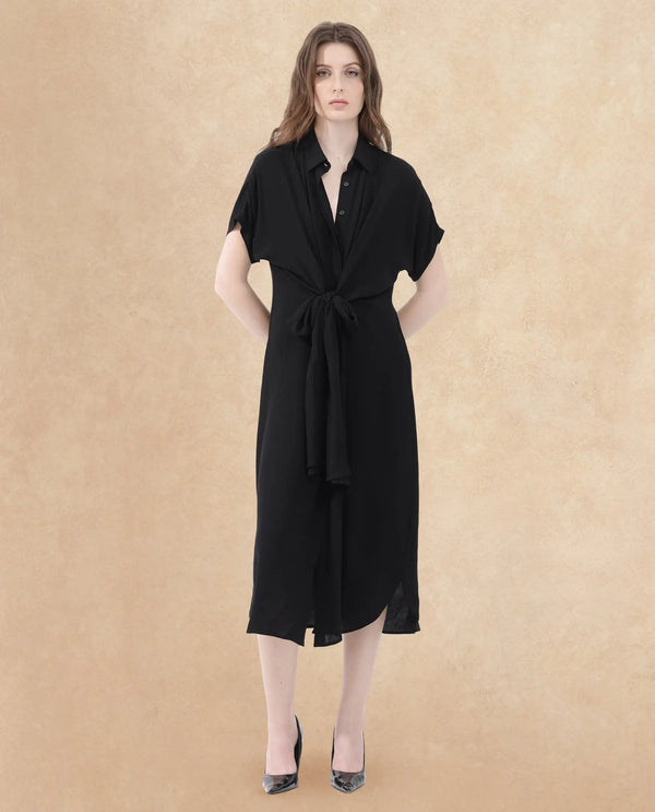 Rareism Womens Ella Black Dress Short Sleeve Solid