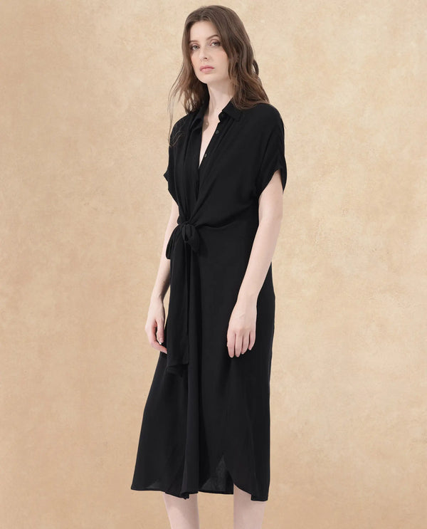 Rareism Womens Ella Black Dress Short Sleeve Solid