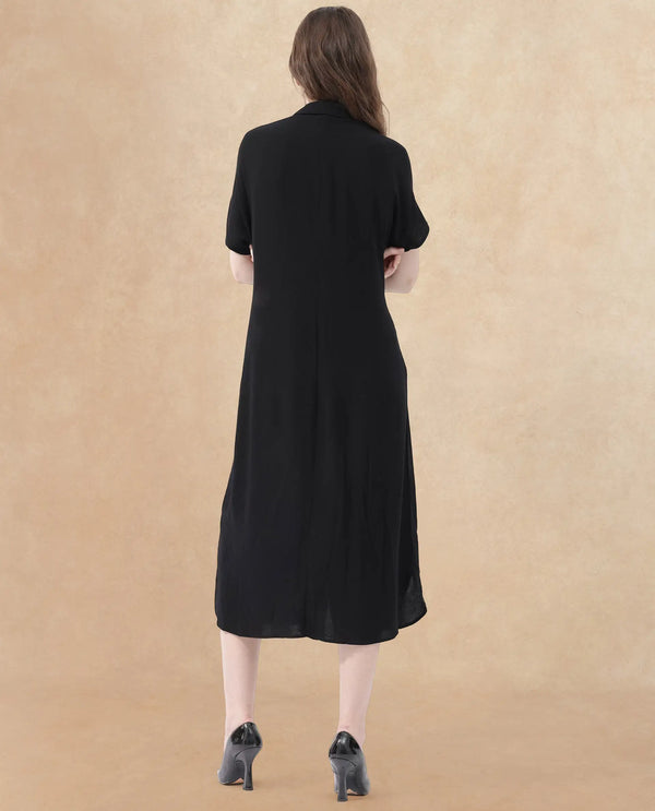 Rareism Womens Ella Black Dress Short Sleeve Solid