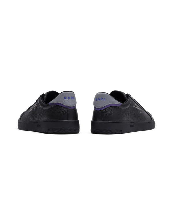 Rare Rabbit Men Elliot Black Genuine Leather Embroidered Signature Low-top Lace-Up Closure Sneaker