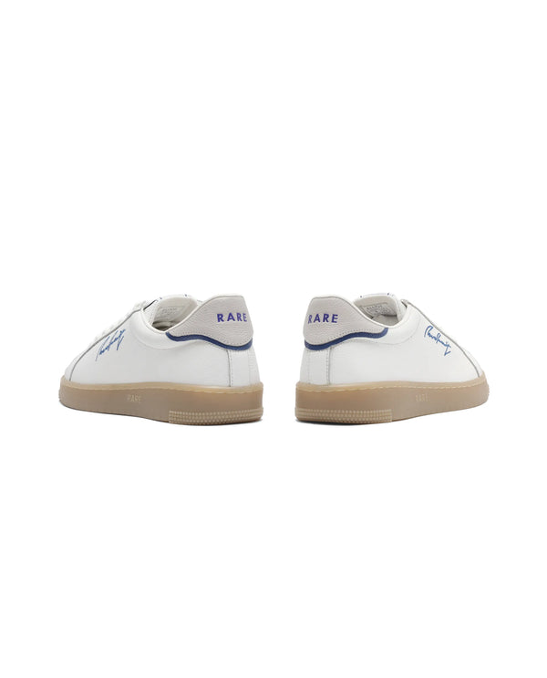 Rare Rabbit Men Elliot White Genuine Leather Embroidered Signature Low-top Lace-Up Closure Sneaker