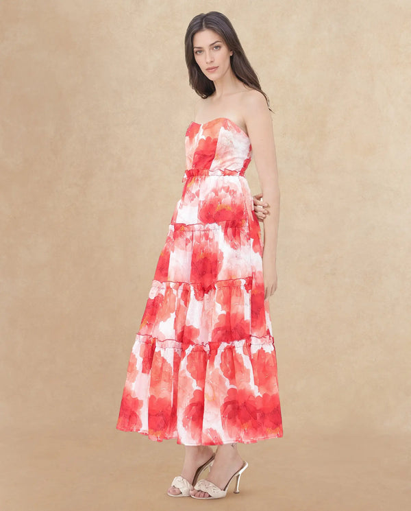 Rareism Womens Elma Pink Dress Noodle Strap Print