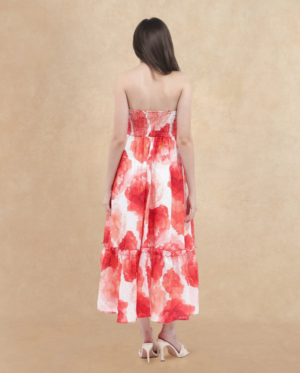Rareism Womens Elma Pink Dress Noodle Strap Print