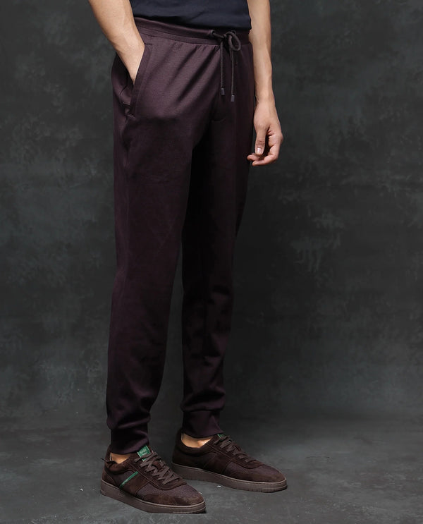Rare Rabbit Men Elo Maroon Cotton Fabric Drawstring Closure Plain Track Pant