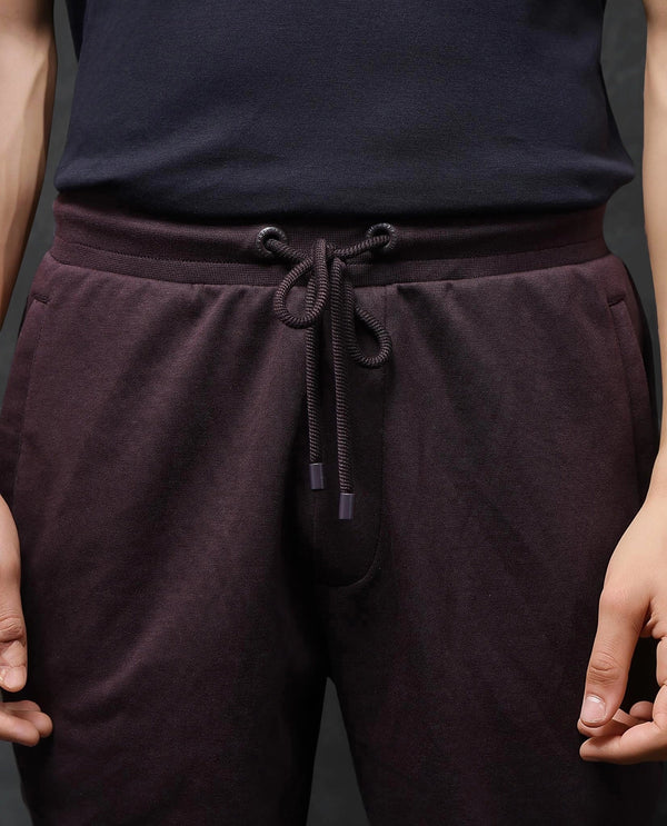 Rare Rabbit Men Elo Maroon Cotton Fabric Drawstring Closure Plain Track Pant
