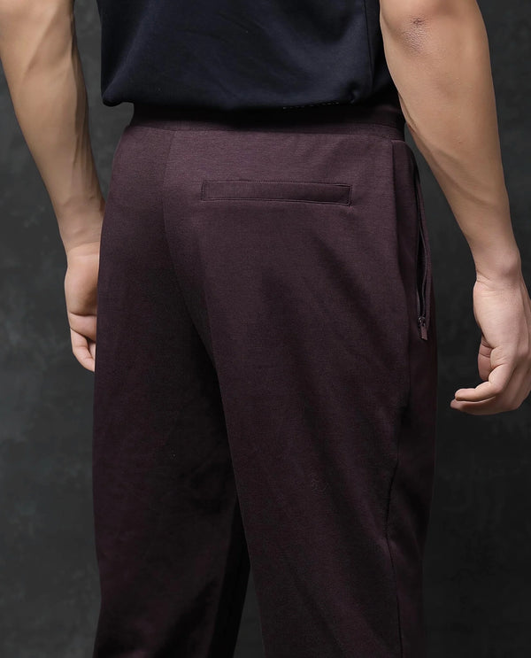 Rare Rabbit Men Elo Maroon Cotton Fabric Drawstring Closure Plain Track Pant